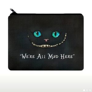 HP"WE'RE ALL MAD HERE" Alison in wonderland cheshire cat makeup, electronics bag